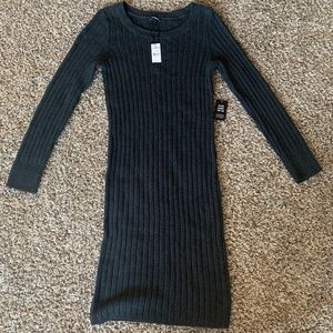 EXPRESS GRAY LONG SLEEVE SWEATER DRESS